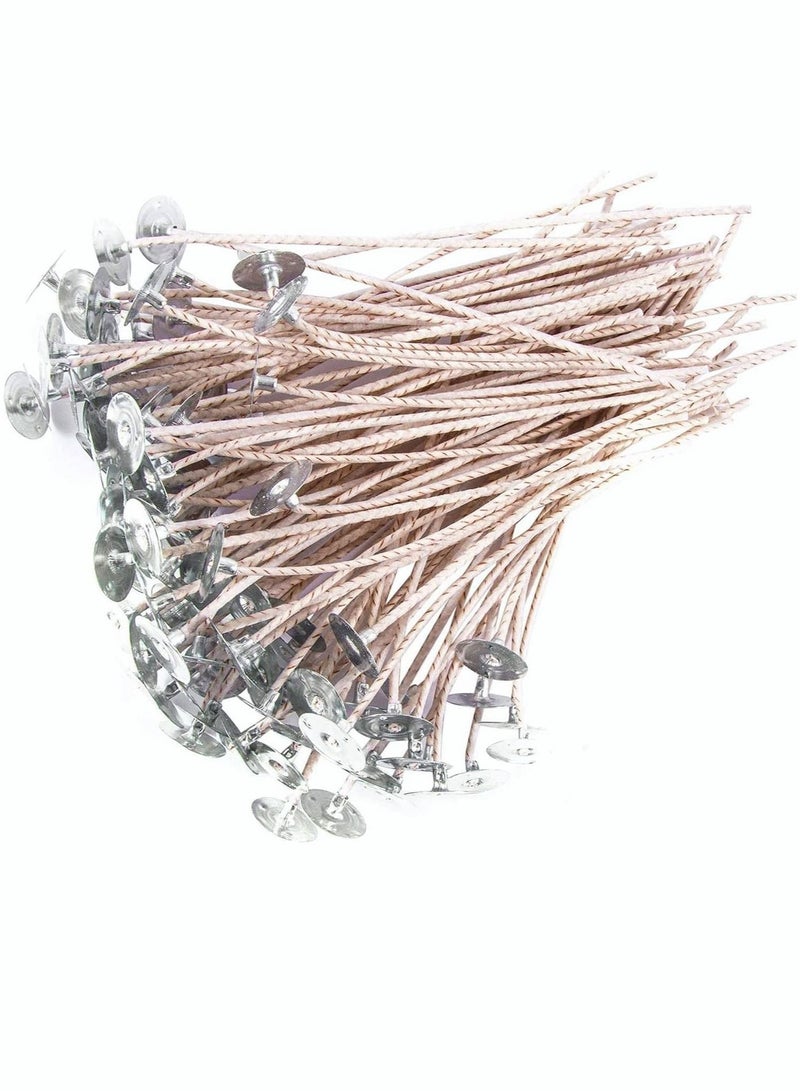 6 Inch 100pcs Thick Gauge Wick,Natural Candle Wick Pre-Waxed  - Image 1