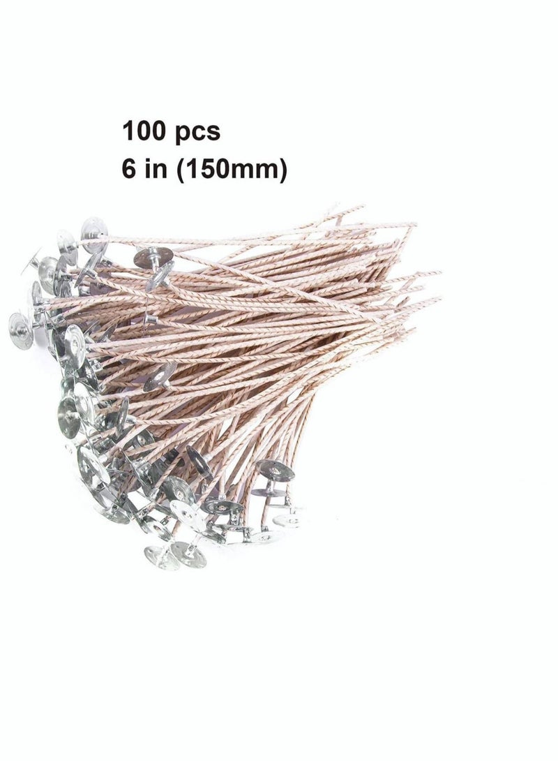 6 Inch 100pcs Thick Gauge Wick,Natural Candle Wick Pre-Waxed  - Image 2