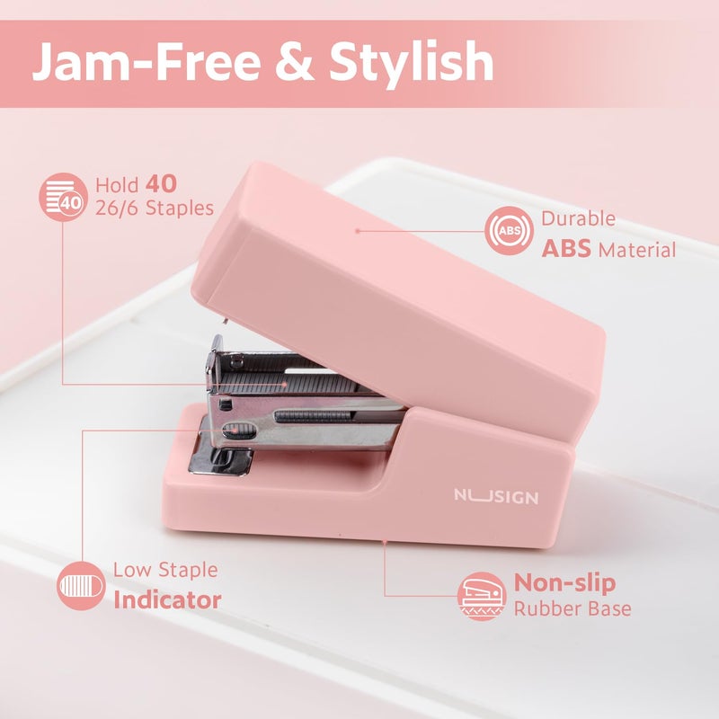 Nusign Mini Stapler With 830 Staples  Small Cute Desk Staplers  25 Sheet Capacity  Pink - Image 4