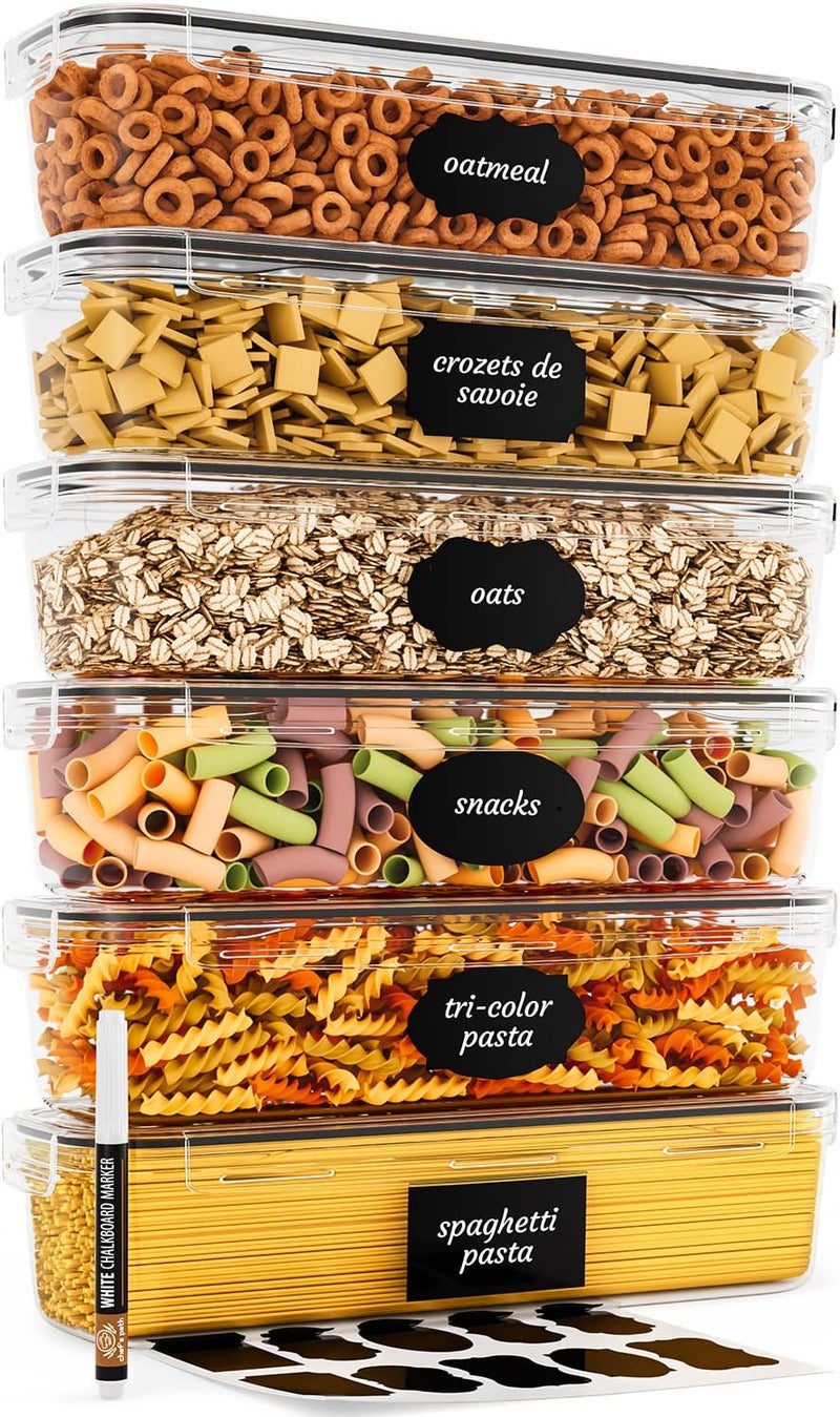 Chef's Path Airtight Food Storage Container Set (Set of 6) - Ideal for Pasta, Spaghetti & Noodles - Pasta Containers for Kitchen Organization and Storage - Plastic Canisters with Durable Lids - Image 5