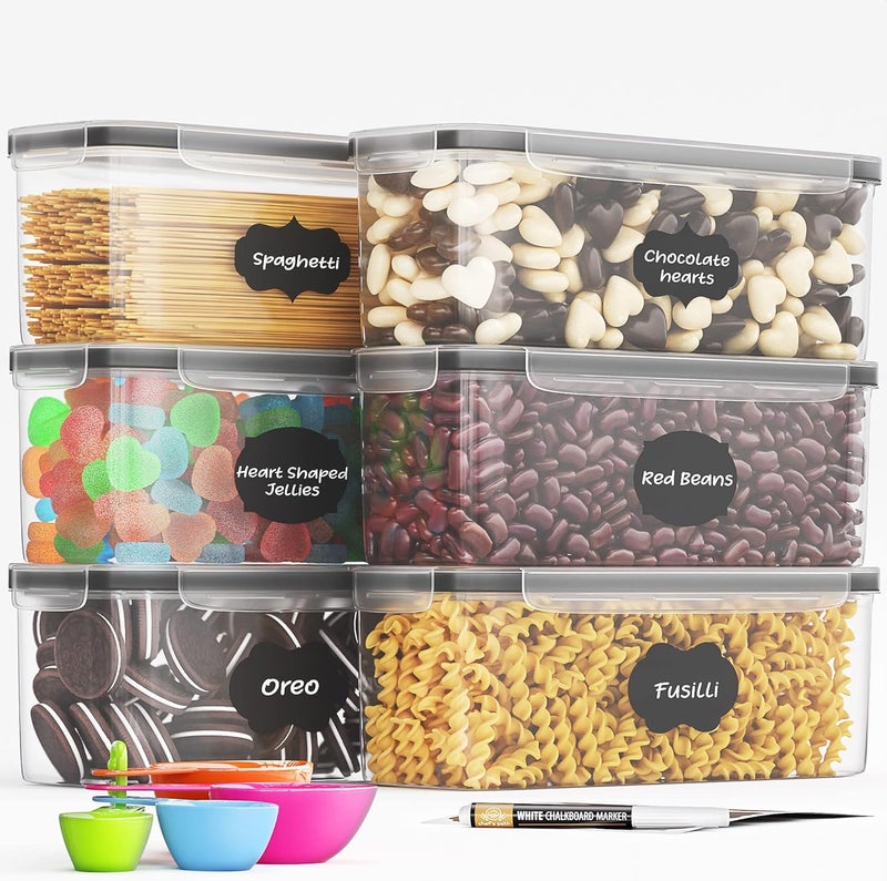 Chef's Path Airtight Food Storage Container Set (Set of 6) - Ideal for Pasta, Spaghetti & Noodles - Pasta Containers for Kitchen Organization and Storage - Plastic Canisters with Durable Lids - Image 4