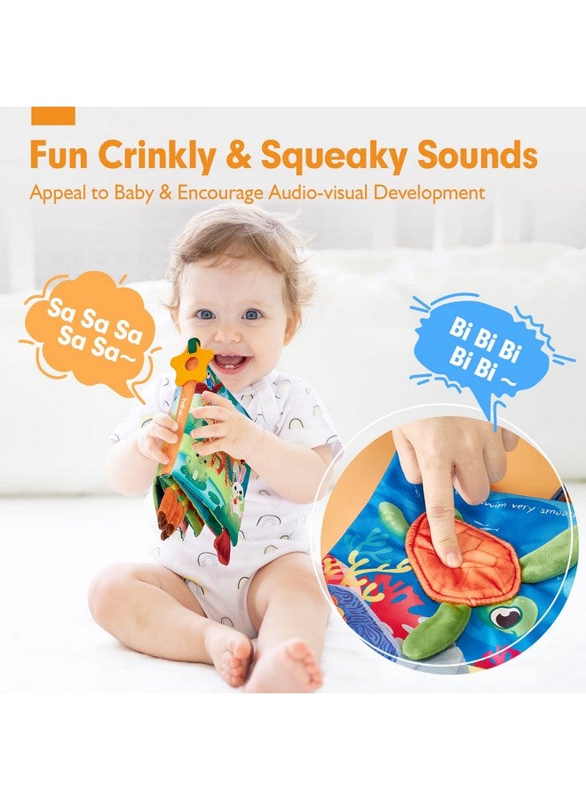 hahaland Baby Books 0-6 Months - 2 PCS Sensory Montessori Toys for Babies 0-6 Months with Crinkle Squeaky Sounds, Mirrors, Teethers - Soft Cloth Tummy Time Book Newborn Infant Toys - Image 4