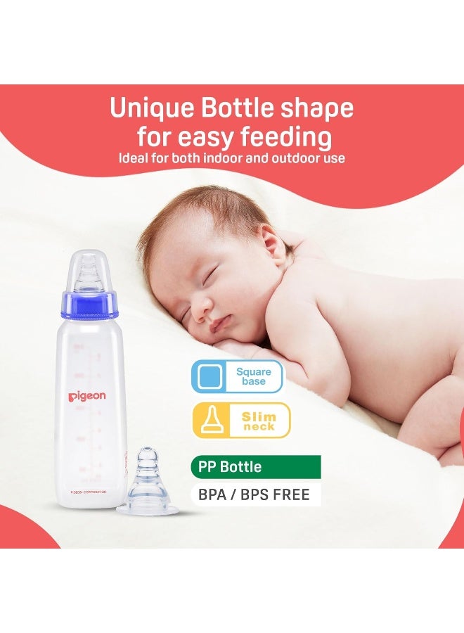 pigeon Flexible Baby Feeding Bottle | Japan's No.1 Brand | Ideal for 12+ Month Babies | BPA Free| BPS Free | Uniquely Designed Nipple Releases Milk only When Baby Drinks | Blue Colour | 240 ml - Image 2