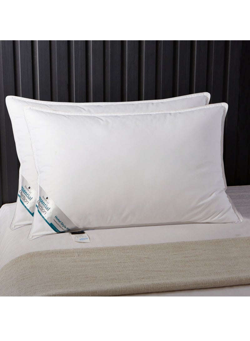 Bed Pillow 2-Pieces (1000Gm Each) King Size  50 X 75 Cm, Outer Microfiber Fabric, Medium Density, White