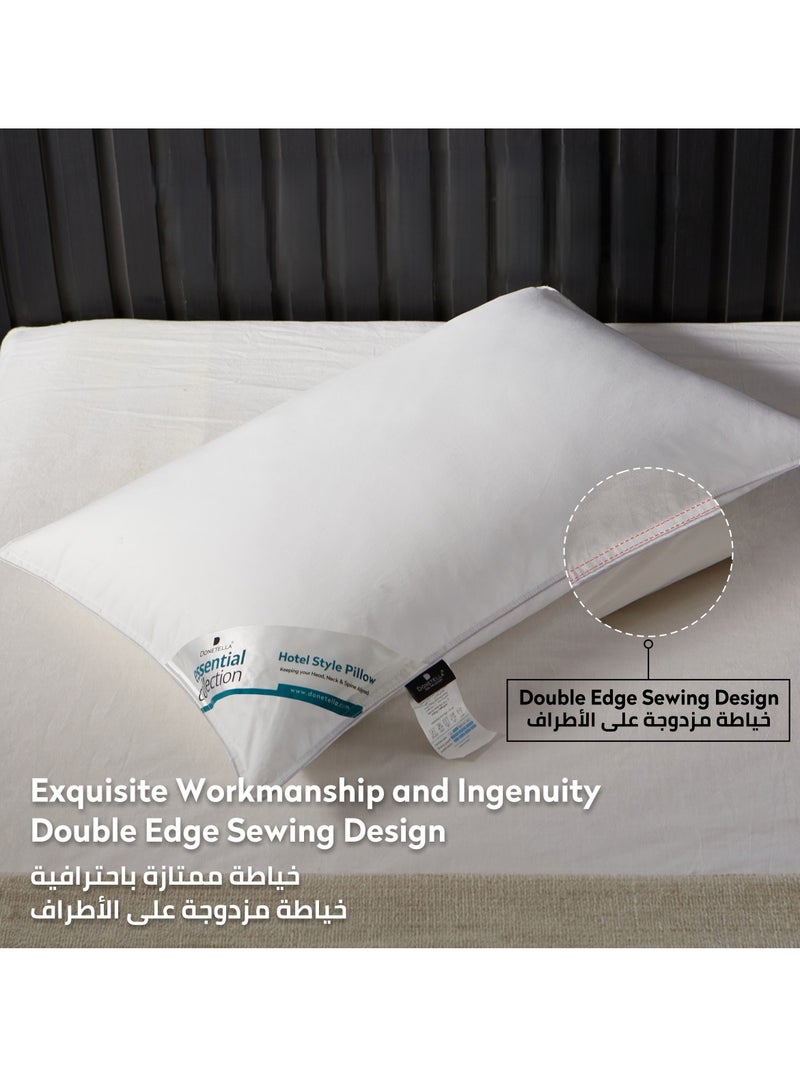 Bed Pillow 2-Pieces (1000Gm Each) King Size  50 X 75 Cm, Outer Microfiber Fabric, Medium Density, White