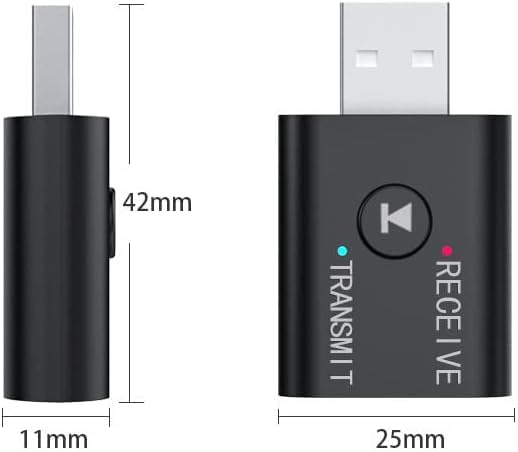 FANTIA Bluetooth 5.0 2 in1 Transmitter Receiver Converter Car Wireless Audio Adapter USB 3.5mm Aux for TV, Home Stereo, Car Stereo, Headphones, Speakers, PC - Image 3