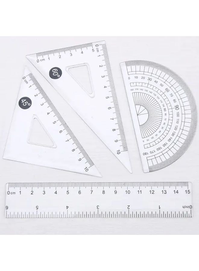 16pcs Transparent Geometry Ruler Set with Protractor Triangle Rulers Drafting Supplies - Image 5