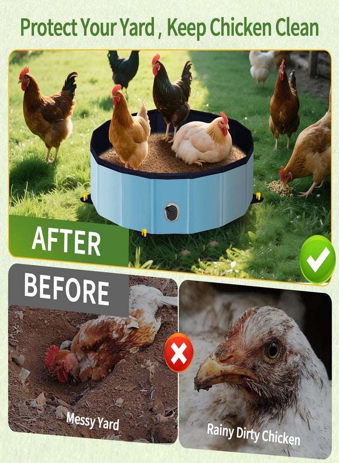 Starotatess Chicken Dust Bath Tub - 32"D & 8"H Foldable Chicken Coop Accessories to Mix Sand Chilli DE Or Lime Dust in Chicken House, Keep Poultry Hens, Rooster, Button Quail Healthy & Clean, Double as Duck Pool - Image 4