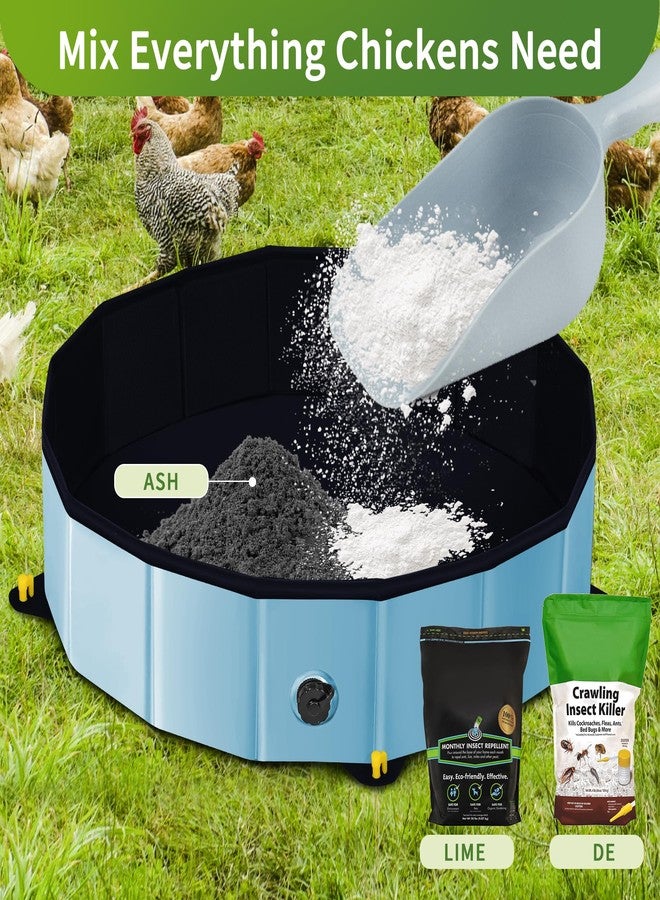 Starotatess Chicken Dust Bath Tub - 32"D & 8"H Foldable Chicken Coop Accessories to Mix Sand Chilli DE Or Lime Dust in Chicken House, Keep Poultry Hens, Rooster, Button Quail Healthy & Clean, Double as Duck Pool - Image 3