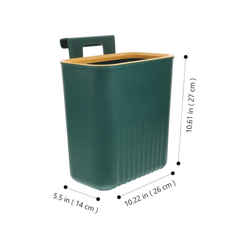 Garneck Wall-Mounted Hanging Kitchen Trash Can Plastic Garbage Bin with Lid, Space-Saving Cupboard Waste Bucket for Bathroom, Office, and Indoor Use, Green Color - Image 2