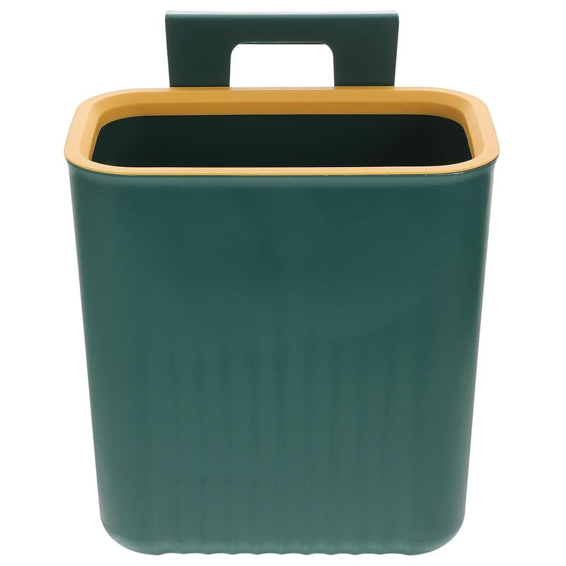 Garneck Wall-Mounted Hanging Kitchen Trash Can Plastic Garbage Bin with Lid, Space-Saving Cupboard Waste Bucket for Bathroom, Office, and Indoor Use, Green Color - Image 1