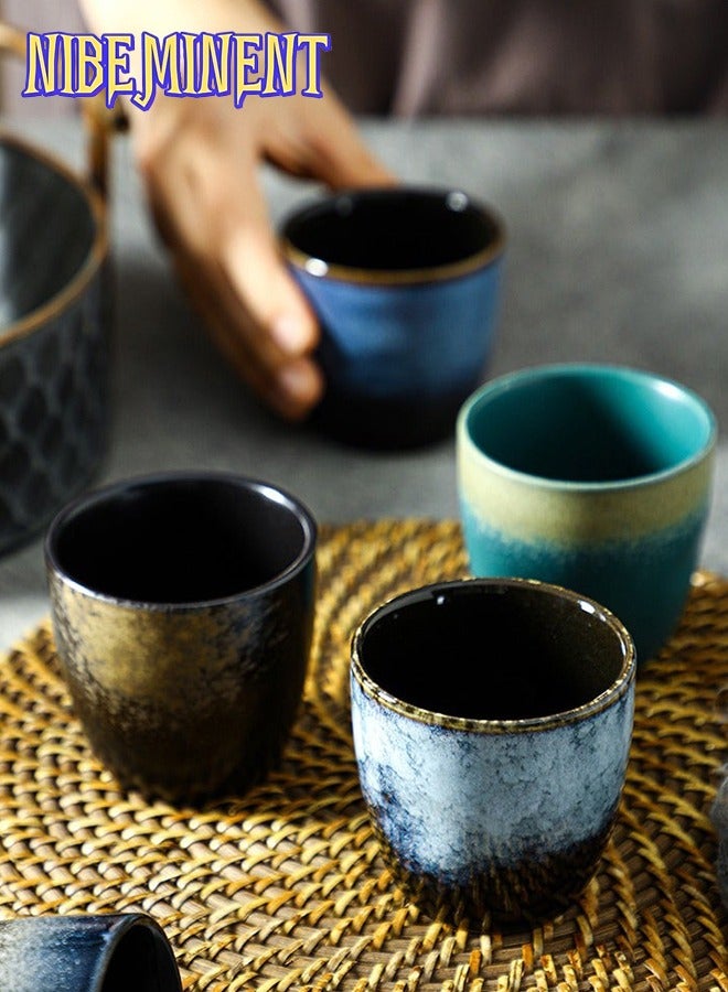 NIBEMINENT Set Of 5 Espresso Coffee Cup Ceramic Teacup Porcelain Tea Cup Set Multicolour 150ml  - Image 4