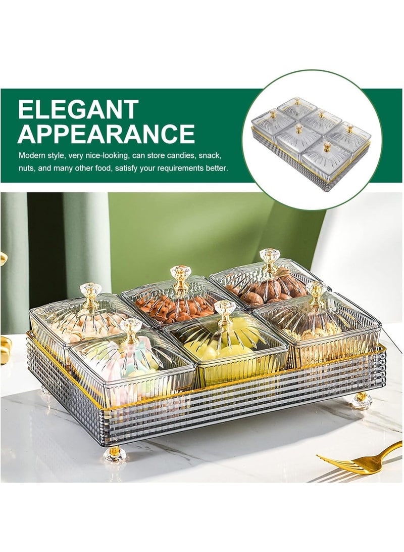 موثوقية التنبؤ صحن تقديم الوجبات الخفيفة، صينية تقديم مع 6 قطع أوعية تقديم قابلة للإزالة، أوعية تقديم مقسمة للحلوى والفاكهة والمقبلات والمكسرات - Image 4