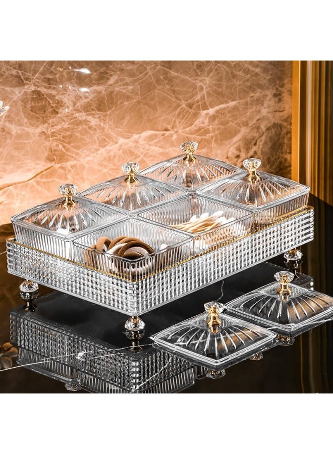 موثوقية التنبؤ صحن تقديم الوجبات الخفيفة، صينية تقديم مع 6 قطع أوعية تقديم قابلة للإزالة، أوعية تقديم مقسمة للحلوى والفاكهة والمقبلات والمكسرات - Image 1