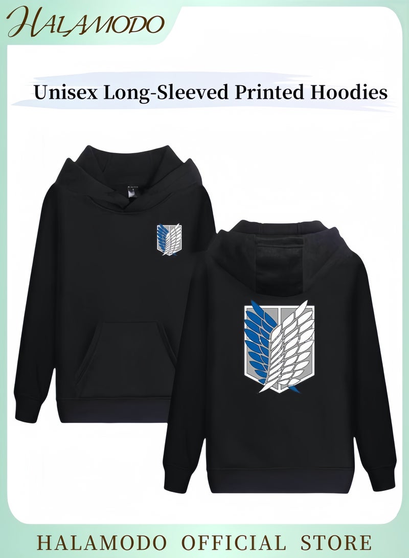 HALAMODO Unisex Hoodies Long-Sleeved Printed Tops Casual Sweatshirts Soft Sportswear Fashion Youth Pullovers with Drawstrings and Large Pockets for Daily Wear  - Image 1