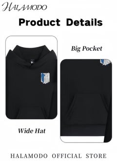 HALAMODO Unisex Hoodies Long-Sleeved Printed Tops Casual Sweatshirts Soft Sportswear Fashion Youth Pullovers with Drawstrings and Large Pockets for Daily Wear  - Image 4