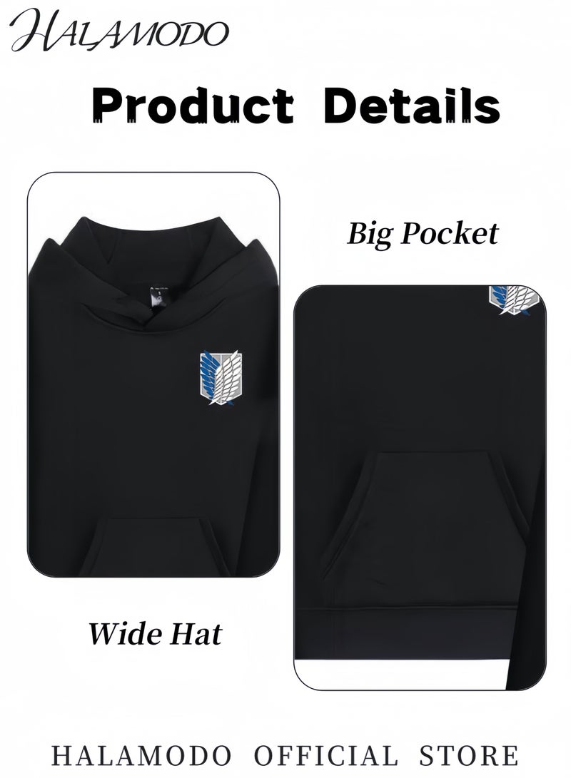 HALAMODO Unisex Hoodies Long-Sleeved Printed Tops Casual Sweatshirts Soft Sportswear Fashion Youth Pullovers with Drawstrings and Large Pockets for Daily Wear  - Image 4