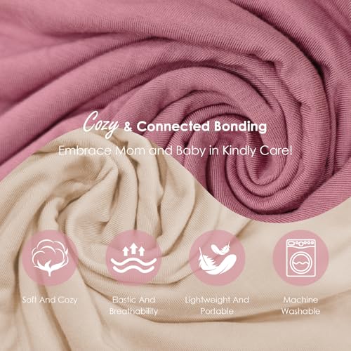 Shiaon Baby Wrap Carrier, Lightweight Baby Wearing Wraps for Newborn and Infant, Soft Swaddle Holder Carrier, Cozy Baby Sling 7-35 lbs Cream+Pink - Image 2