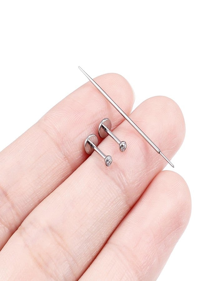 Hoeudjo 20G G23 Titanium Threadless Nose Stud Earrings Flat Back Tiny CZ Stud Piercing Jewelry for Tragus/Helix/Conch - Helix Tragus Cartilage Earring for Women Men 2PCS Round Crystal 2mm - Image 4
