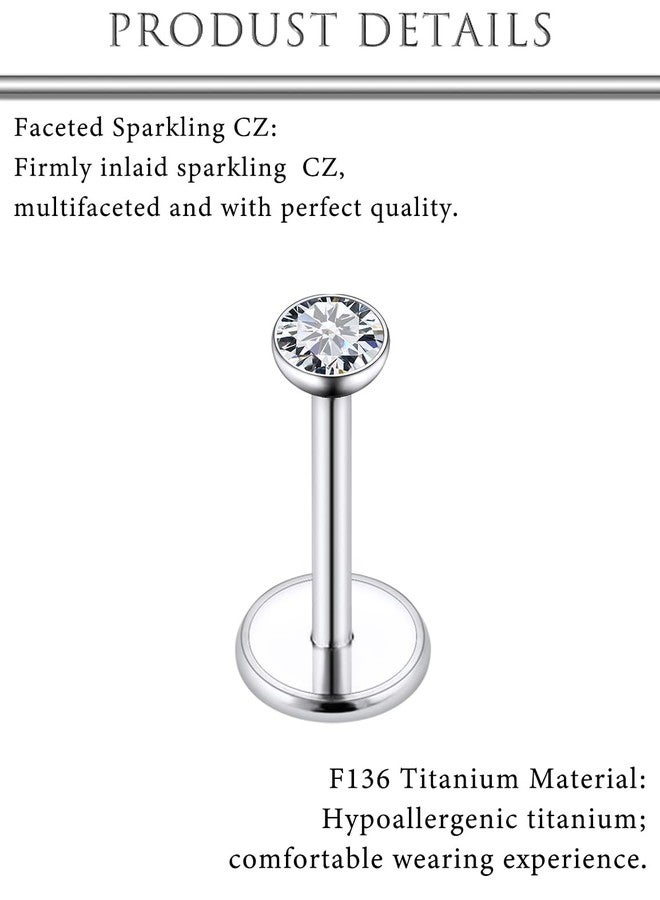 Hoeudjo 20G G23 Titanium Threadless Nose Stud Earrings Flat Back Tiny CZ Stud Piercing Jewelry for Tragus/Helix/Conch - Helix Tragus Cartilage Earring for Women Men 2PCS Round Crystal 2mm - Image 3