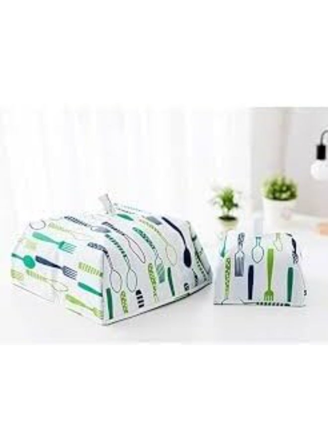 Thermal Food Cover with Kitchen Pattern - D-55 - Green - Image 3