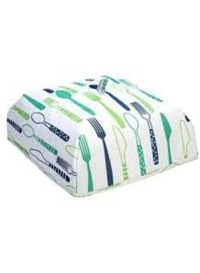 Thermal Food Cover with Kitchen Pattern - D-55 - Green - Image 1