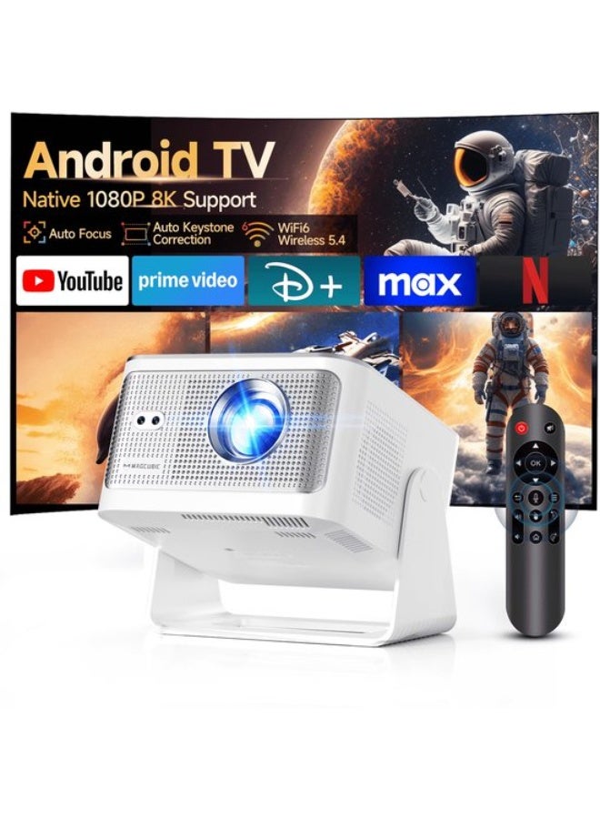 ماجكوبيك HY350Max إصدار أندرويد 14 - جهاز عرض بدقة 4K وسطوع 600 ANSI​  يدعم دقة 8K وأصلية 1080 بكسل، مع تركيز آلي، واي فاي 6، بلوتوث 5.4، تخزين 16 جيجابايت، معالج أولوينر H726، جهاز عرض محمول للاستخدام الخارجي - Image 1