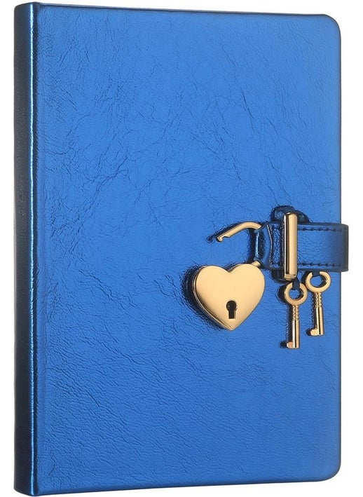 Victoria's Journals Hush Hush Locked Notebook 13x18 Cm Metallic Blue