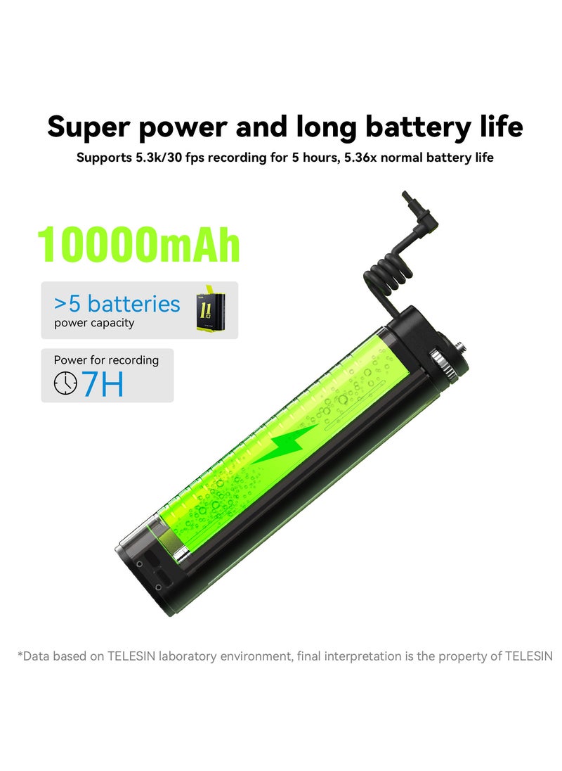 TELESIN - 10000mAh Rechargeable Selfie Stick with USB-C Charging Cable for Action Cameras/ Phones - Image 1