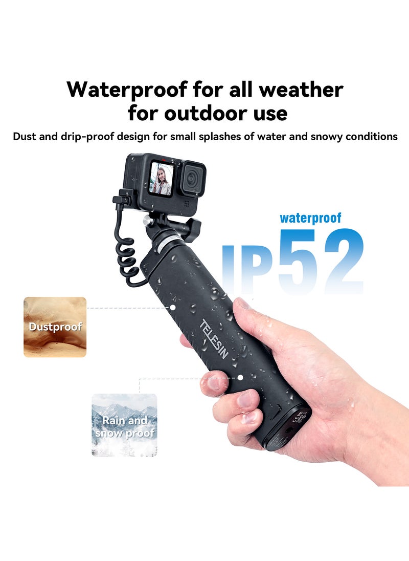 TELESIN - 10000mAh Rechargeable Selfie Stick with USB-C Charging Cable for Action Cameras/ Phones - Image 1