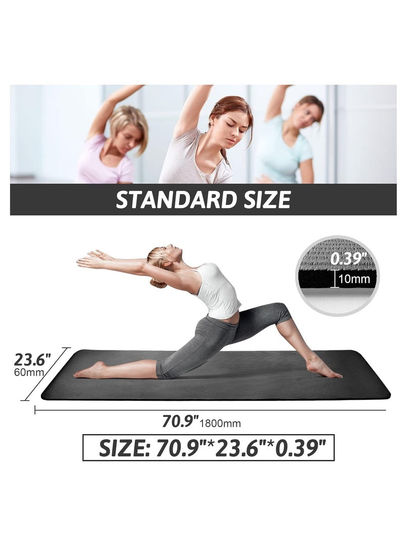 كيلا سجادة يوجا غير قابلة للانزلاق، سجادة يوجا مع حزام متضمن، سجادة تمارين بسمك 10 مم، مثالية لتمارين HiiT والبيلاتس واليوغا والعديد من التمارين المنزلية الأخرى - Image 3