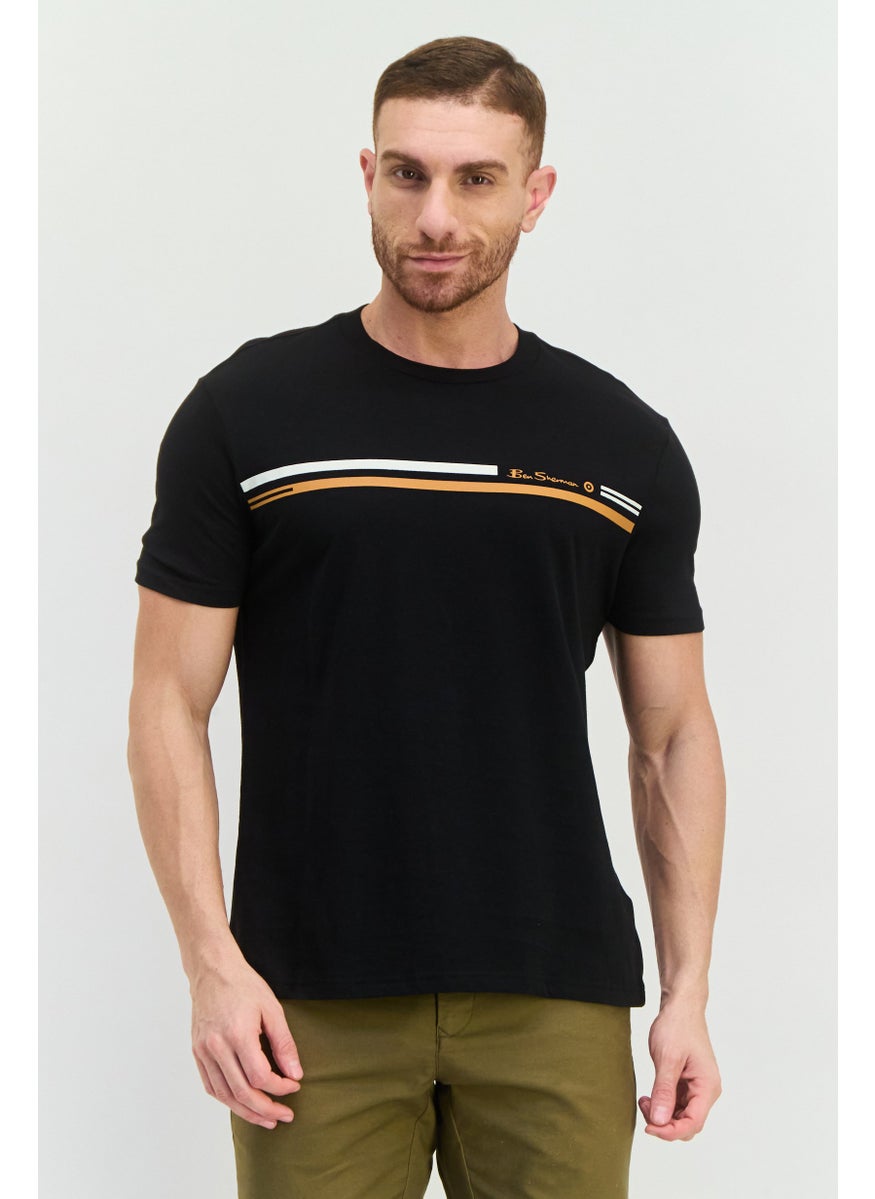 Ben Sherman - Men Crew Neck Short Sleeves Brand Logo T-Shirt, Black - Image 1
