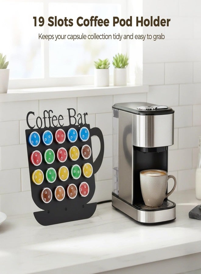 NIMBLOOM K Cups Holder, Black Metal Coffee Pod Holder, 19 Slots Coffee Bar Capsule Organizer, Vertical Capsule Rack, Countertop Storage Display for Kitchen, Office, Home - Image 2