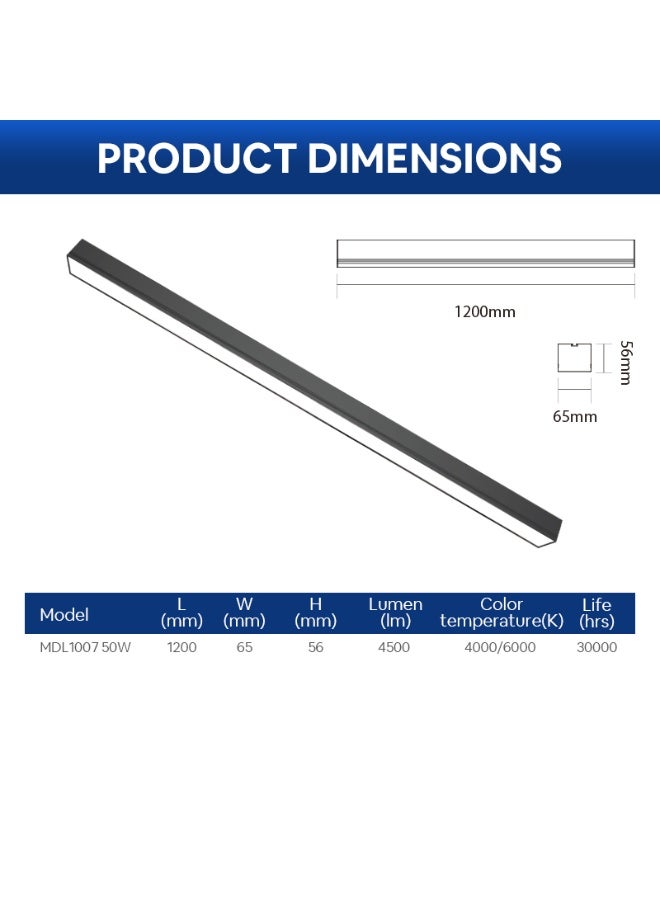 Energetic LED Fixed/Pendant Linear light MDL1007 50W 4000K IP20 High Efficiency For Meeting room & Supermarket & Office & Mall - Image 2