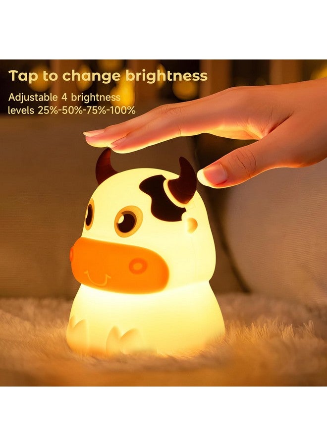 AVEKI Night Light for Kids, Portable Tap Control Nightlight Lamp, 7 Colors Mode, Silicone Cute Animal Cow LED Nursery Night Lamp Bedroom Decor for Baby Infant or Toddler (Cows-Battery Powered) - Image 3