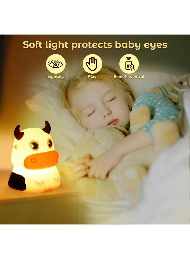 AVEKI Night Light for Kids, Portable Tap Control Nightlight Lamp, 7 Colors Mode, Silicone Cute Animal Cow LED Nursery Night Lamp Bedroom Decor for Baby Infant or Toddler (Cows-Battery Powered) - Image 5