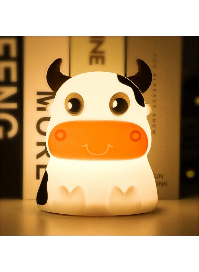 AVEKI Night Light for Kids, Portable Tap Control Nightlight Lamp, 7 Colors Mode, Silicone Cute Animal Cow LED Nursery Night Lamp Bedroom Decor for Baby Infant or Toddler (Cows-Battery Powered) - Image 1