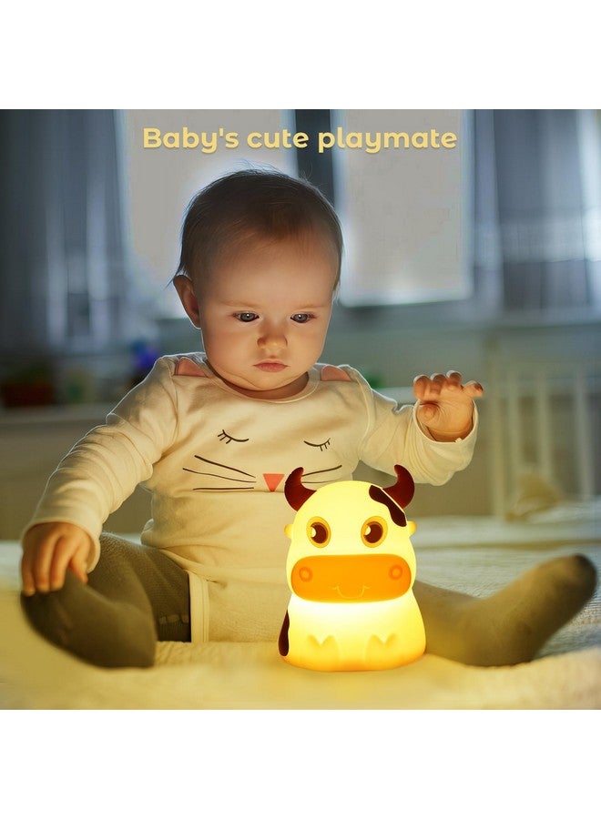 AVEKI Night Light for Kids, Portable Tap Control Nightlight Lamp, 7 Colors Mode, Silicone Cute Animal Cow LED Nursery Night Lamp Bedroom Decor for Baby Infant or Toddler (Cows-Battery Powered) - Image 4