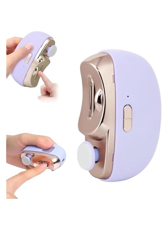 MIXDE Electric Baby Nail Clippers, 2-in-1 Electric Polishing Automatic Nail Clippers Pro with Light Trimmer Nail Cutter Manicure for Baby Elderly Care Tools, elecctric nail trimmer (Purple)  - Image 2