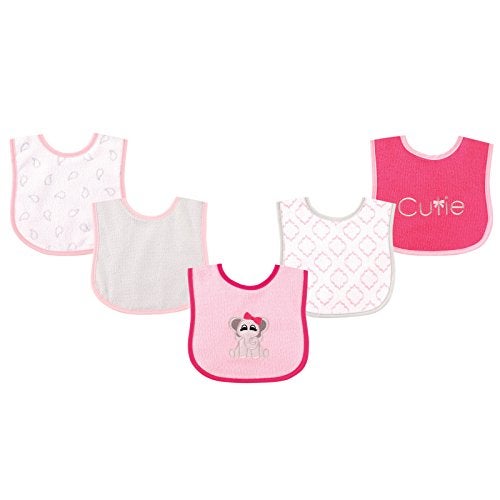 Luvable Friends Unisex Baby Cotton Terry Drooler Bibs with PEVA Back, Elephant, One Size - Image 2