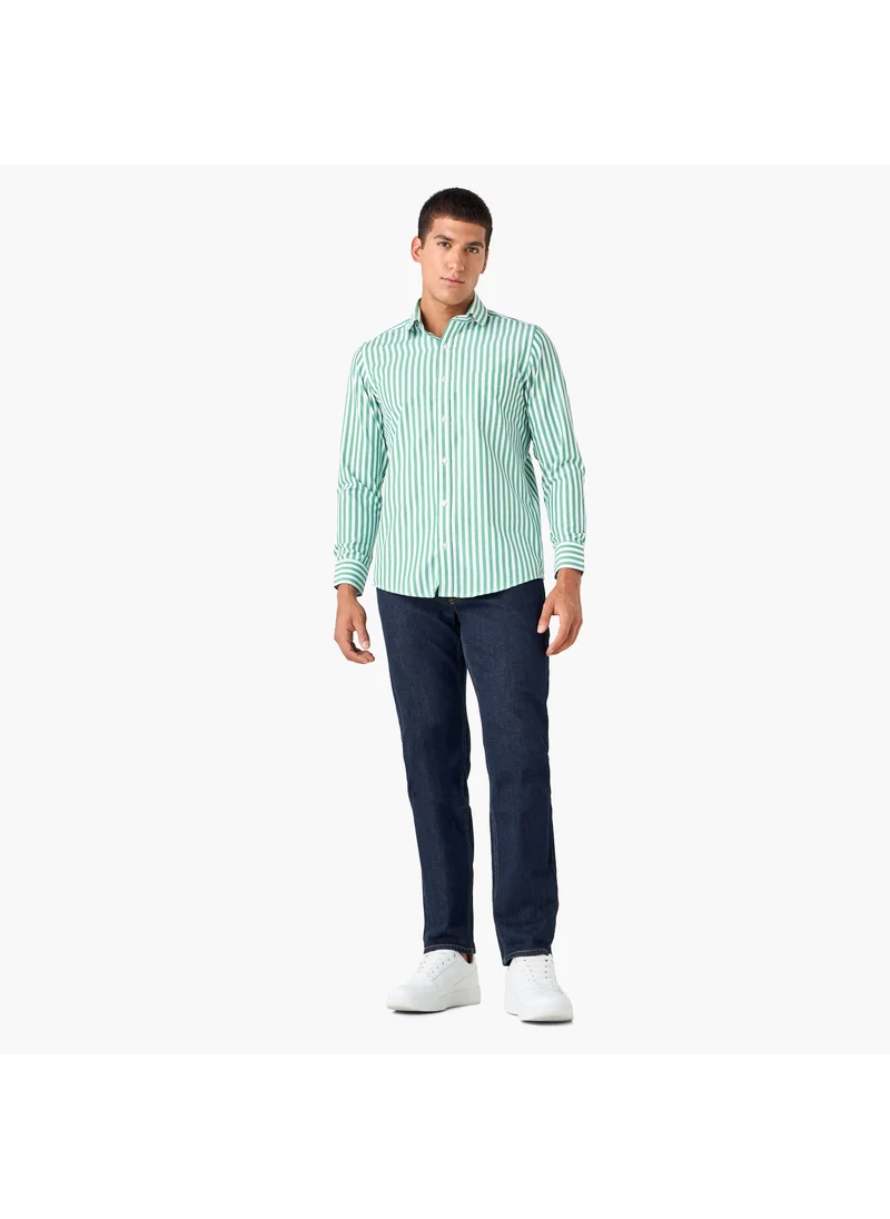 فاف Regular Fit Striped Shirt with Collar and Long Sleeves