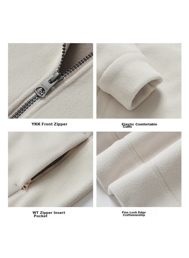 Pelliot Outdoor Fleece Jacket, Women's Spring Fleece Inner Liner, Warm Jacket, 125110022, White, Size M - Image 5