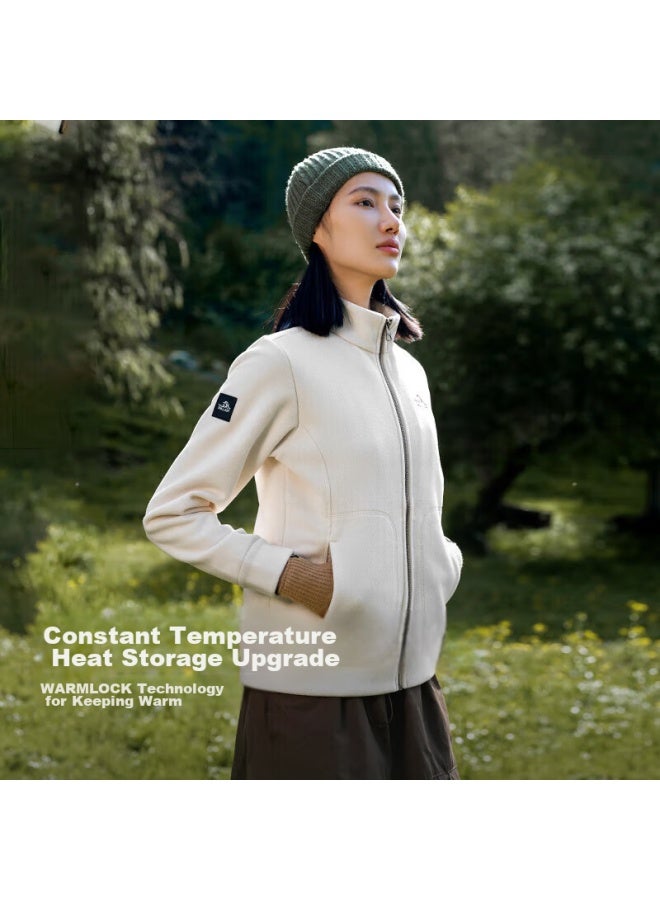 Pelliot Outdoor Fleece Jacket, Women's Spring Fleece Inner Liner, Warm Jacket, 125110022, White, Size M - Image 1