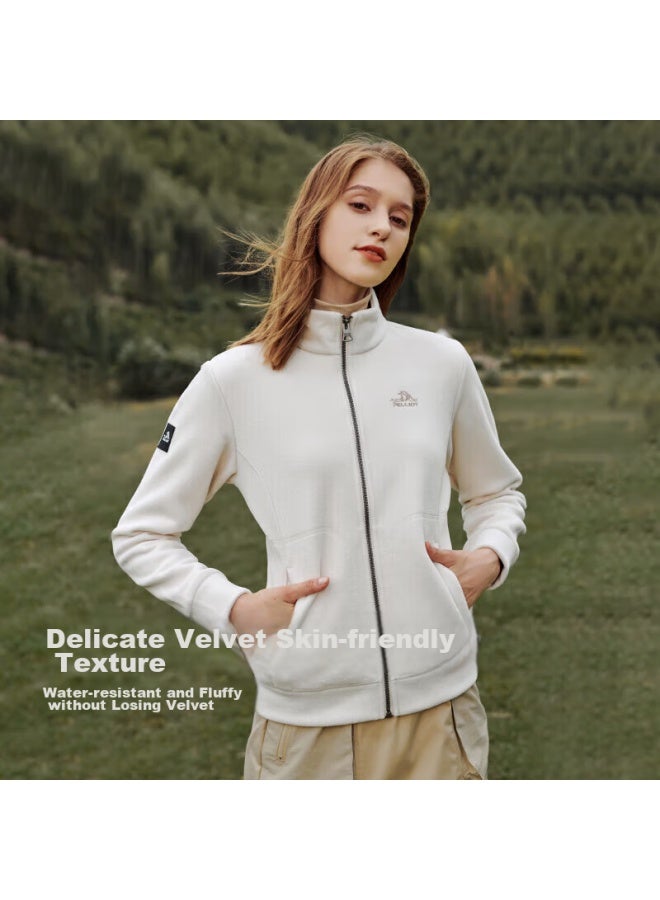 Pelliot Outdoor Fleece Jacket, Women's Spring Fleece Inner Liner, Warm Jacket, 125110022, White, Size M - Image 3