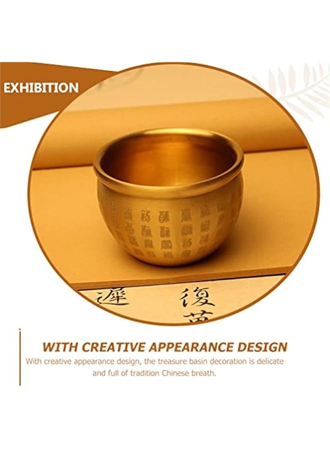 Treasure Wealth Fortunate Cornucopia Bowl Feng Shui Ornament Decor Attract Wealth and Good Luck Sculpture Desktop Wealth Bowl for Home Office（size：7.5cm） - Image 2