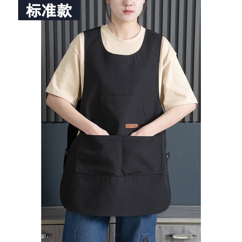 Coffee shop milk tea shop hairdressing gown vest logo apron catering special male waiter work clothes female Black standard water-repellent (wy001)