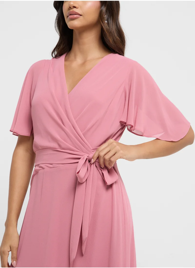 لورين رالف لورين Chiffon Flutter Dress
