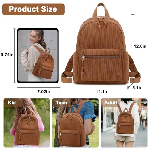 BTOOP Mini Backpack Girls Womens Corduroy Small Backpacks Purse Little Shoulder Bags for Teens Adult Casual Travel Daypack - Image 3