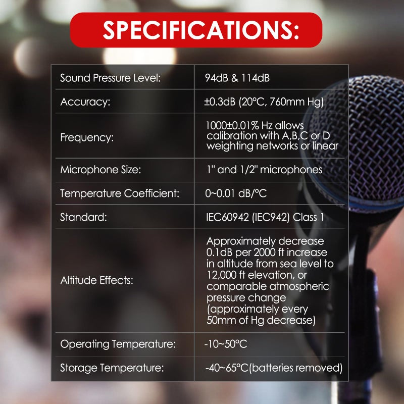 GAIN EXPRESS Digital Sound Level Meter Calibrator 94dB & 114dB for 1/2" and 1" inch Microphone, Professional Noise Decibel Calibration Tool Measurement Accuracy Check - Image 4