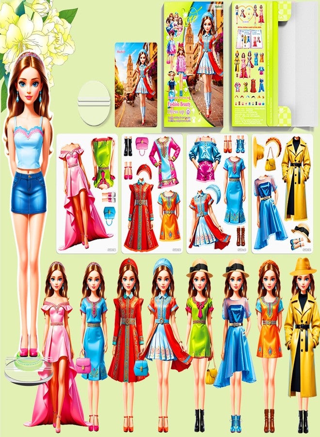 Daniel Axel Magnetic Dress Up Paper Doll,Magnet Princess Dress Up Dolls for Girls Ages 4-7 Kids,Travel Activities Road Trip Car Ride Interactive Learning Created Imagine Set Birthday Gift (K Set) - Image 1